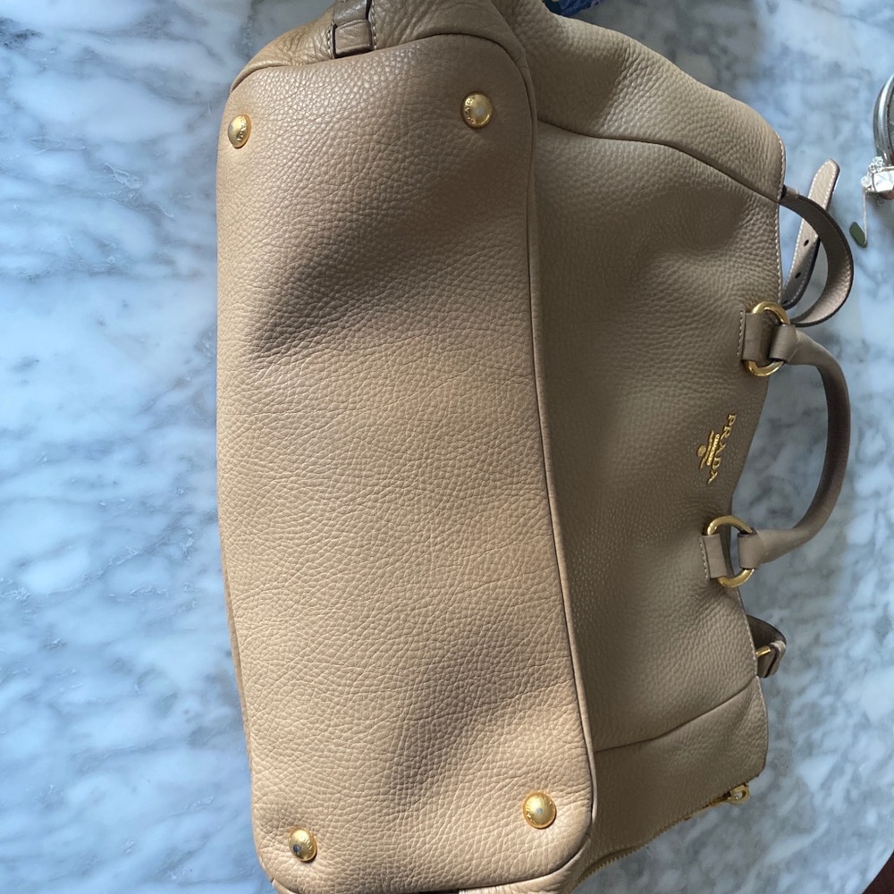 PRADA Beige Vitello Daino Expandable Crossbody Shopper Tote Bag - Picture 5 of 12
